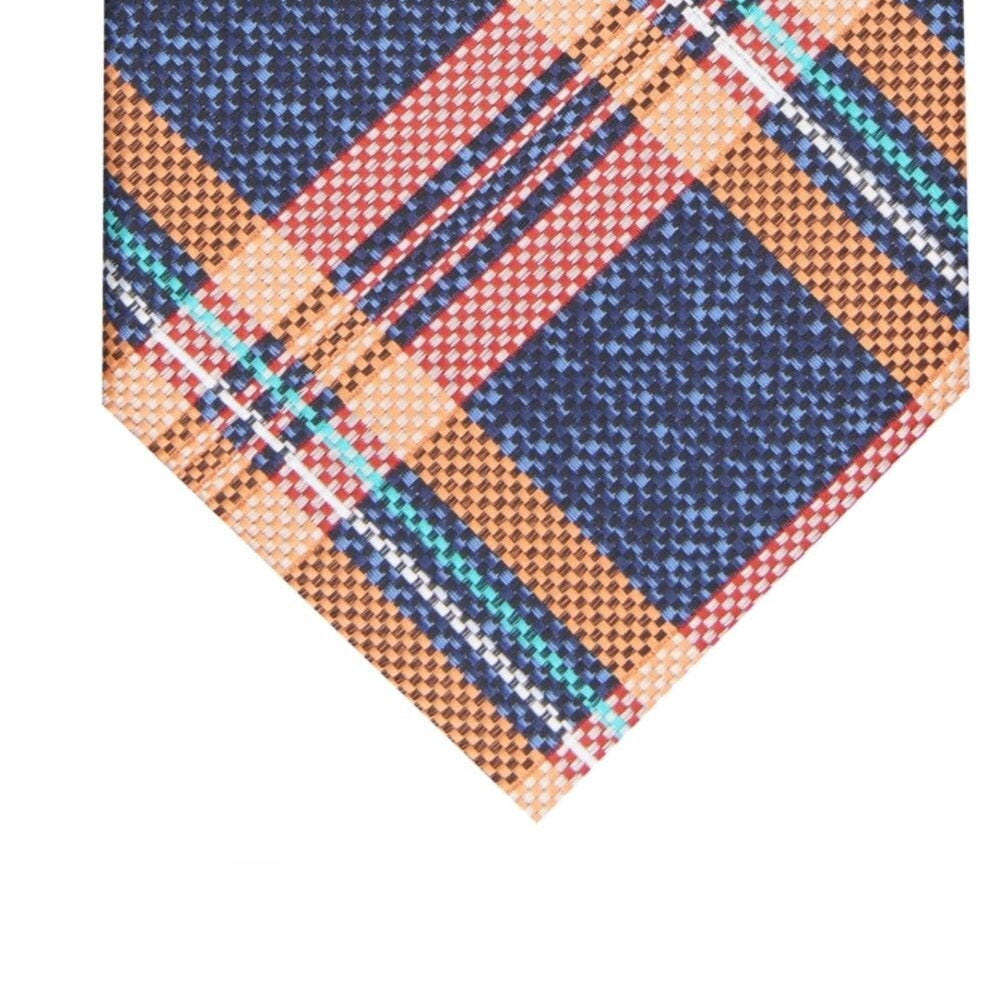 Perry Ellis Men's Duxbury Classic Plaid Tie Orange One Size