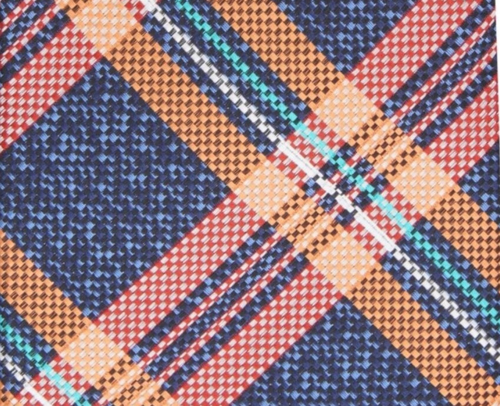 Perry Ellis Men's Duxbury Classic Plaid Tie Orange One Size