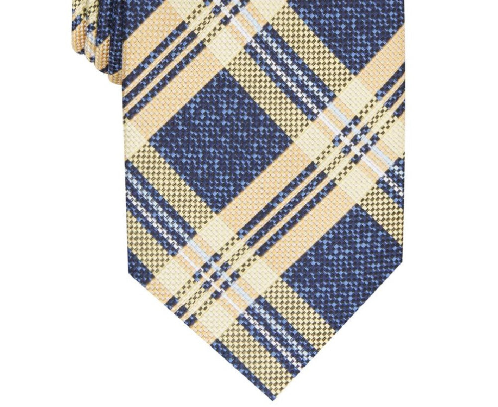 Perry Ellis Men's Duxbury Classic Plaid Tie Yellow One Size