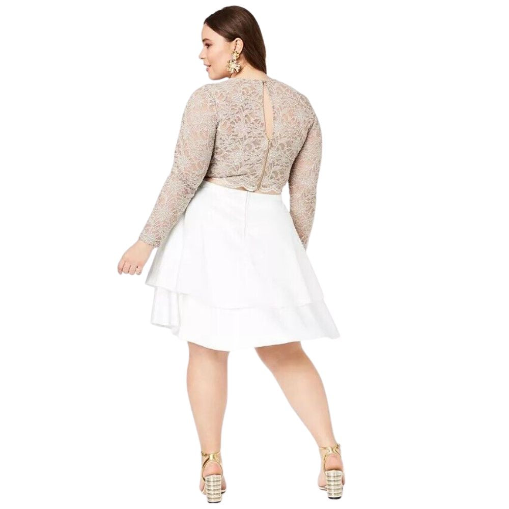 City Studios Women's Trendy Plus Size 2-Pc. Lace Fit & Flare Dress Brown Size 20