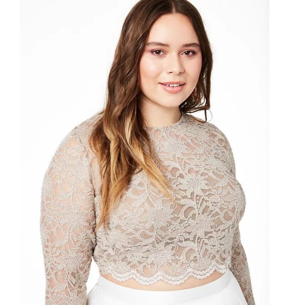 City Studios Women's Trendy Plus Size 2-Pc. Lace Fit & Flare Dress Brown Size 20