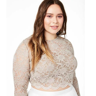 City Studios Women's Trendy Plus Size 2-Pc. Lace Fit & Flare Dress Brown Size 20