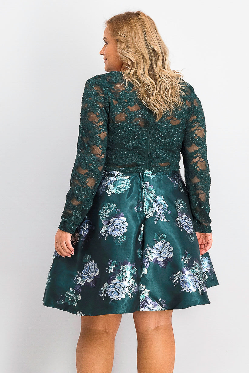 City Studios Women's Trendy Plus Size 2-Pc. Lace Fit & Flare Dress Blue Size 24W