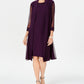 R & M Richards Women's Embellished Dress & Duster Jacket Plum Size 18W