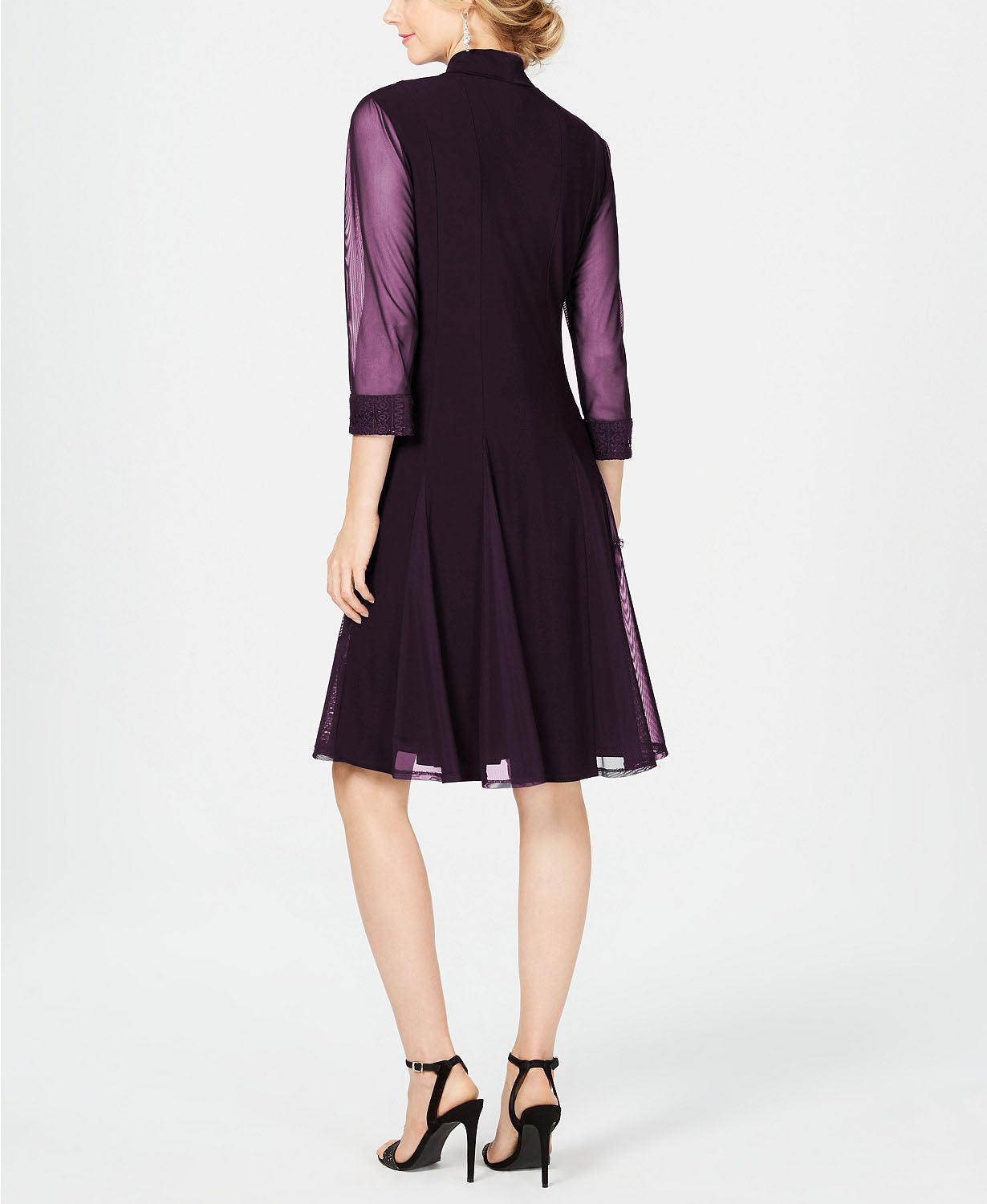 R & M Richards Women's Embellished Dress & Duster Jacket Plum Size 18W