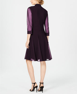 R & M Richards Women's Embellished Dress & Duster Jacket Plum Size 18W