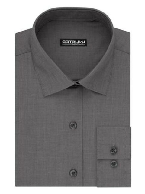 Kenneth Cole Men's Slim-Fit Solid Dress Shirt Gray Size 18-34-35