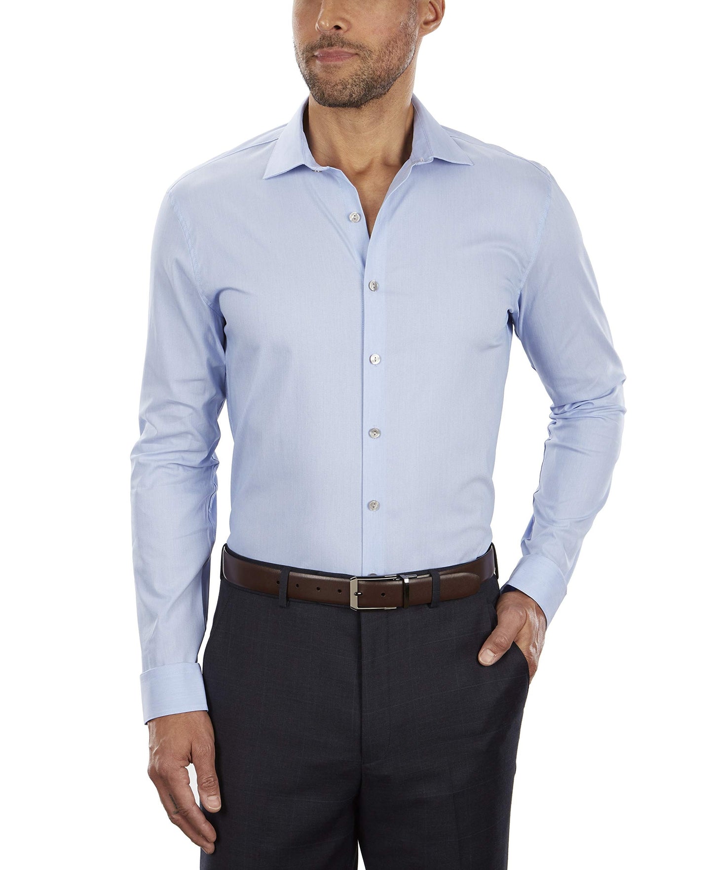 Kenneth Cole Reaction Men's Slim-Fit Shirt Blue Size 16.5x34-35