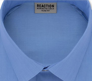 Kenneth Cole Reaction Men's Easy Care Heather Collared Slim Fit Dress Shirt Blue Size 36X37
