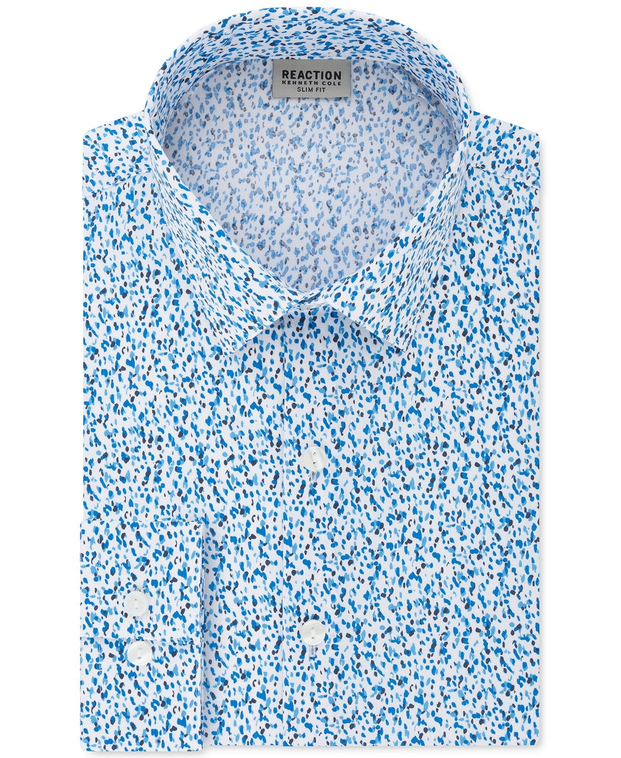 Kenneth Cole Reaction Men's All Day Flex Slim-Fit Performance Stretch Printed Dress Shirt Blue Size 16-34-35