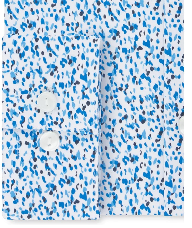Kenneth Cole Reaction Men's All Day Flex Slim-Fit Performance Stretch Printed Dress Shirt Blue Size 16-34-35