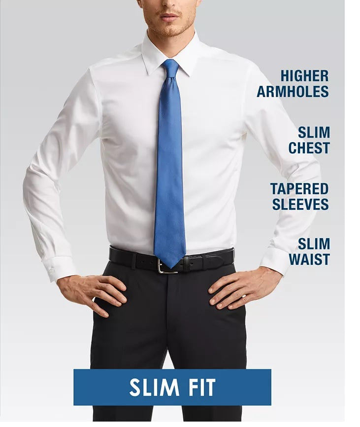 Kenneth Cole Reaction Men's All Day Flex Slim-Fit Performance Stretch Printed Dress Shirt Blue Size 16-34-35