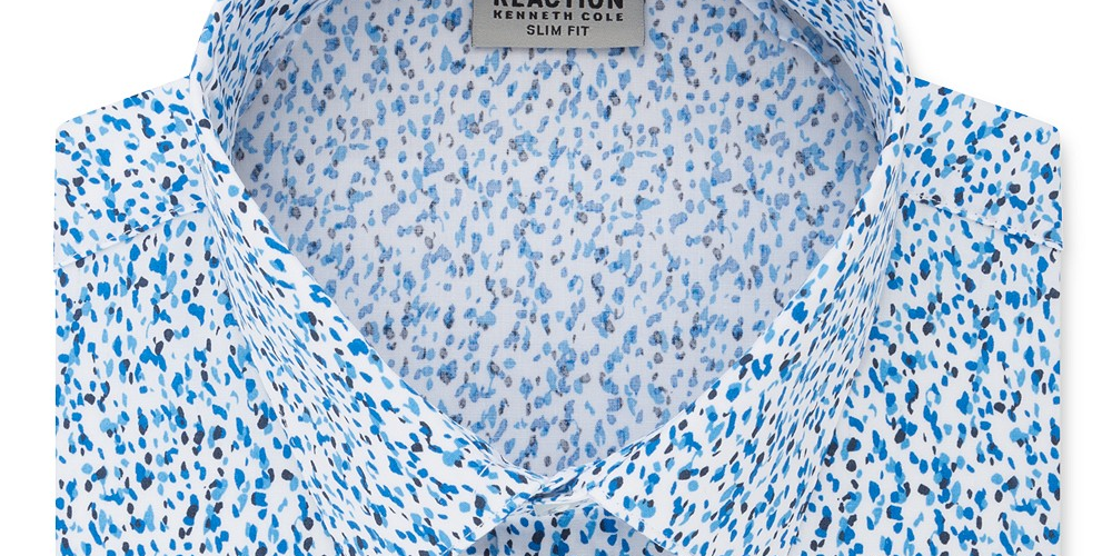 Kenneth Cole Reaction Men's Flex Slim-Fit Stretch Printed Blue Size 16x32-33