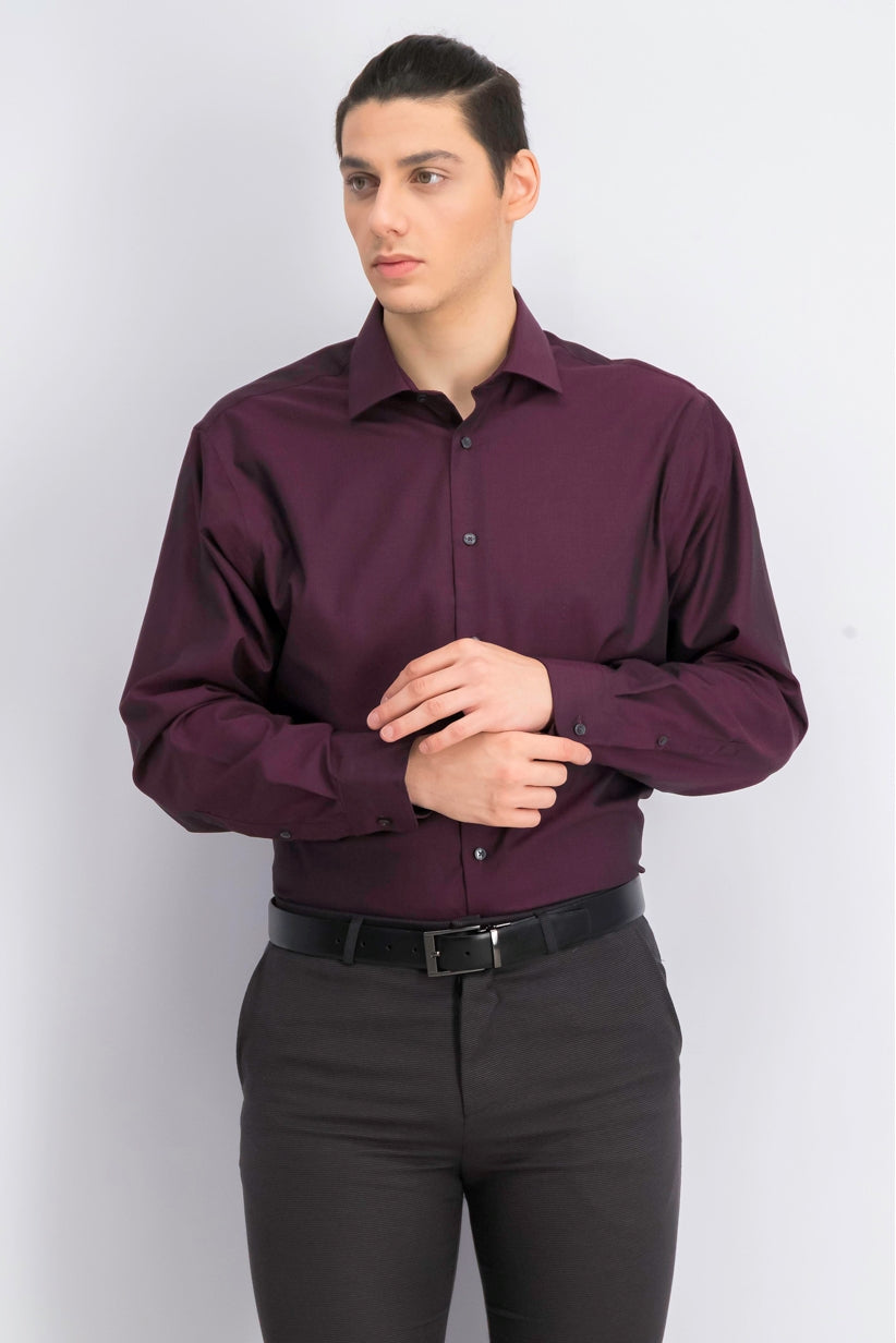Calvin Klein Men's Classic-Fit Non-Iron Performance Herringbone Spread Collar Dress Shirt Red Size 34-35