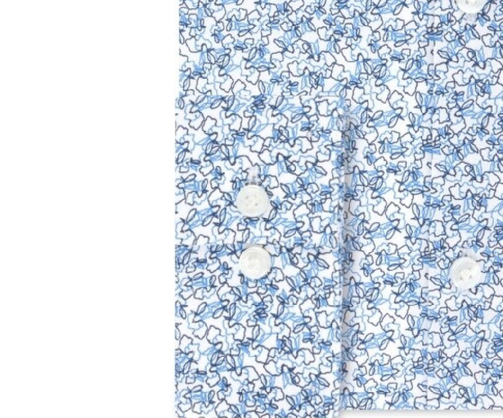 Calvin Klein Men's X Men's Extra-Slim Fit Thermal Stretch Performance Printed Dress Shirt Blue Size 15x32-35