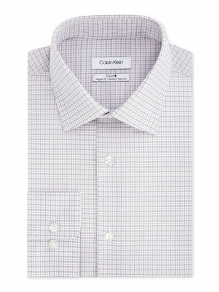 Calvin Klein Men's Steel Classic/Regular Fit Non-Iron Performance Stretch Check Dress Shirt Red Size 17 1/2 34-35