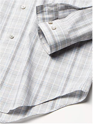 Calvin Klein Men's Slim-Fit Stretch Performance Plaid Dress Shirt Beige Size 15x34-35
