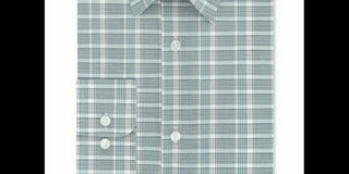Calvin Klein Men's Steel Classic Fit Non-Iron Performance Stretch Green Check Dress Shirt Green Size 15.5x32-33