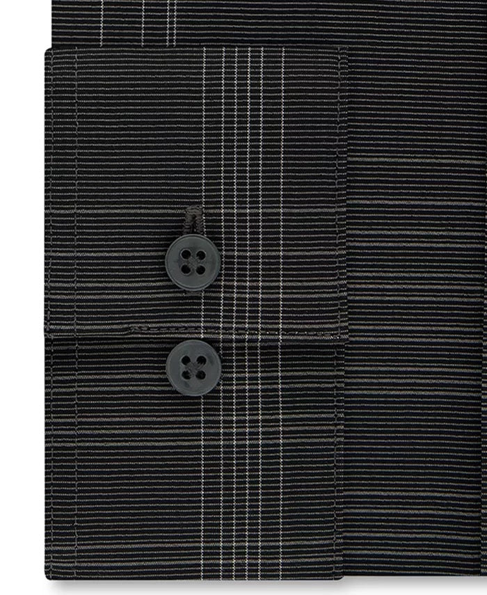 Calvin Klein Men's Infinite Color Slim-Fit Non-Iron Stretch Check Dress Shirt Gray Size 14.5x32-33