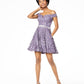 City Studios Juniors' Off-The-Shoulder Lace Fit & Flare Dress Purple Size 1