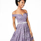 City Studios Juniors' Off-The-Shoulder Lace Fit & Flare Dress Purple Size 1