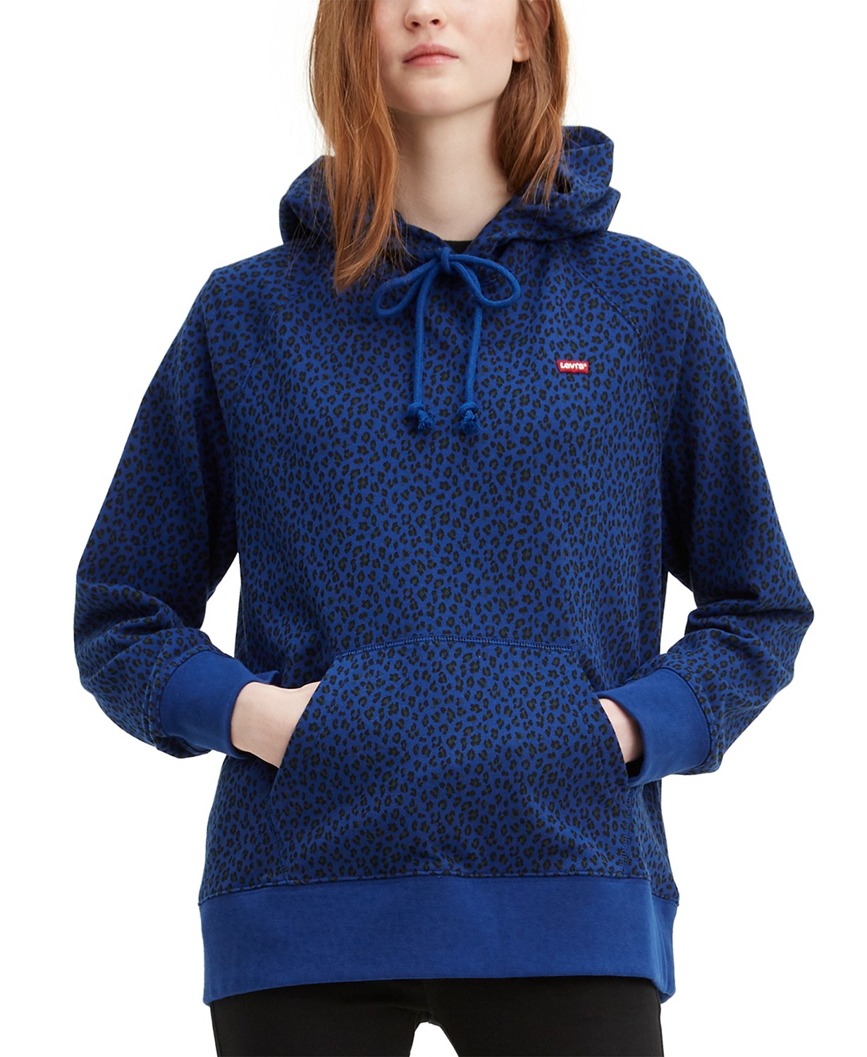 Levi's Women's Animal Print Logo Hoodie Blue Size Large