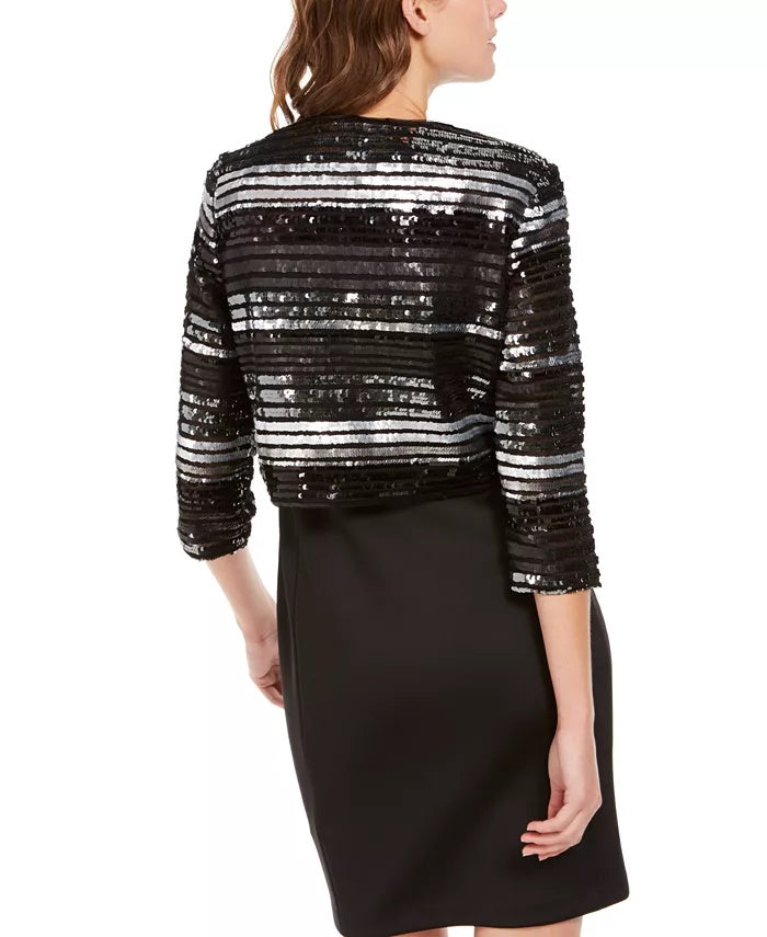 R & M Richards Women's Sequined Bolero Jacket Charcoal Size Extra Large