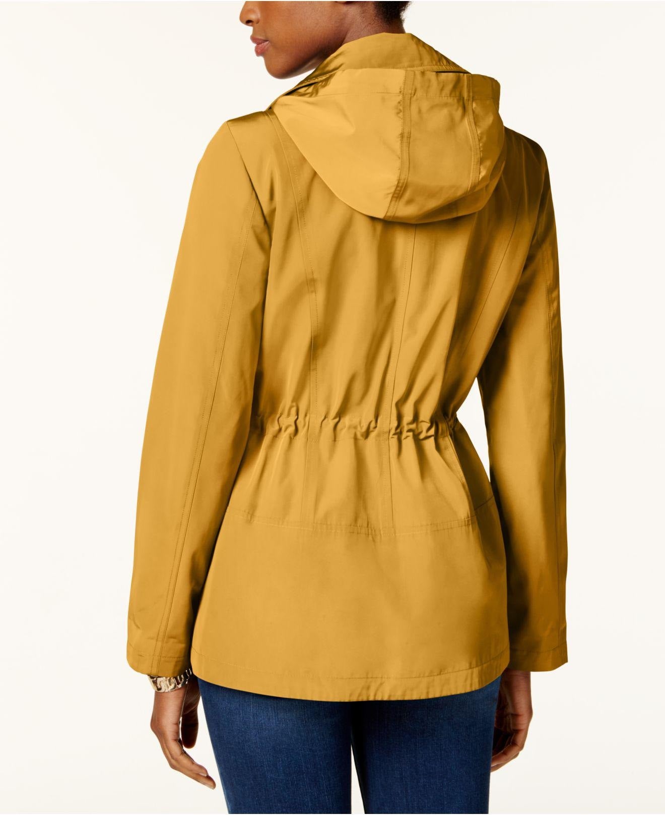 Charter Club Women's Water-Resistant Hooded Anorak Jacket Yellow Size 0X