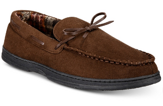 Gold Toe Men's Tie Moccasins Slippers Brown Size Medium