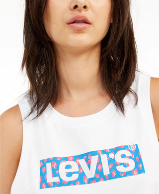 Levi's Women's Logo Cropped Tank Top White Size Small