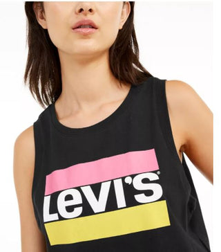 Levi's Women's Graphic Crop Tank Black Size XX-Large