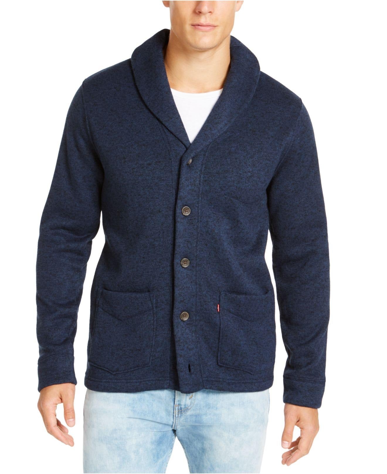 Levi's Men's Rand Shawl-Collar Cardigan Navy Size Medium
