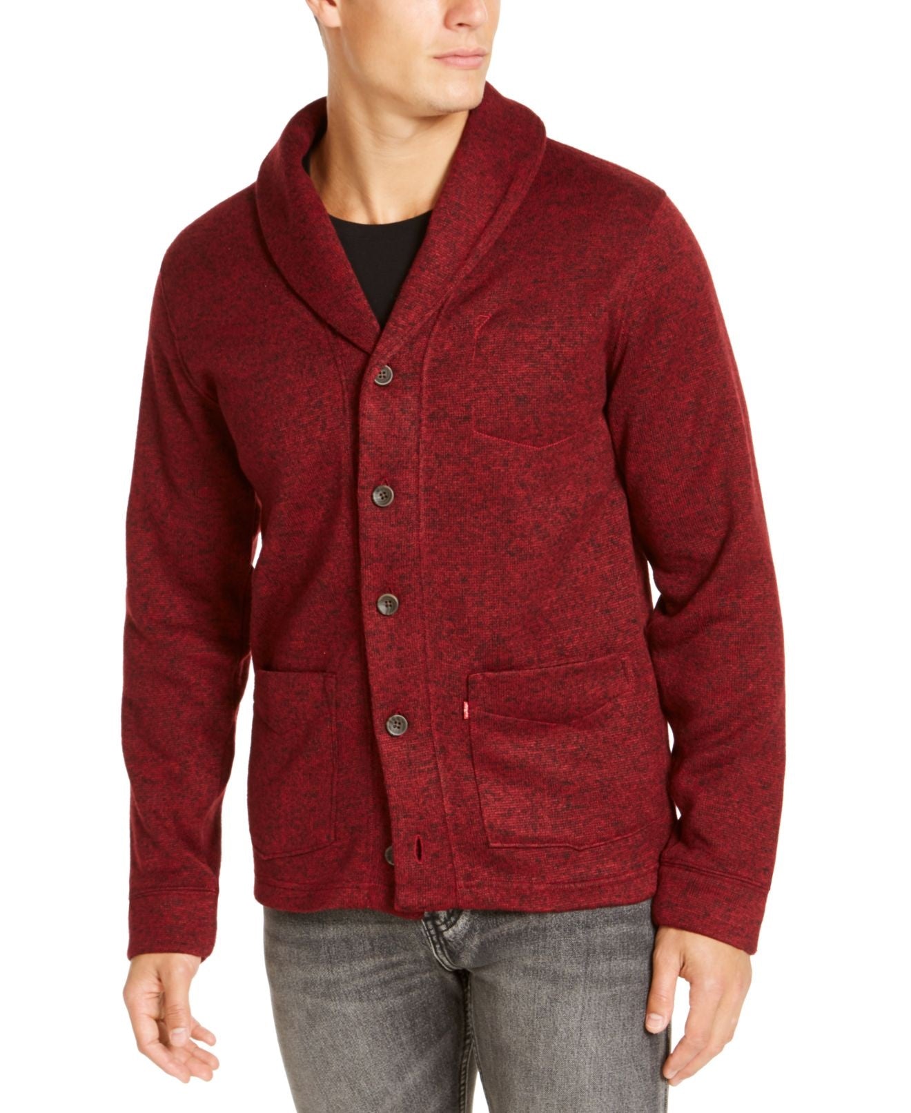 Levi's Men's Rand Shawl-Collar Cardigan Red Size Medium