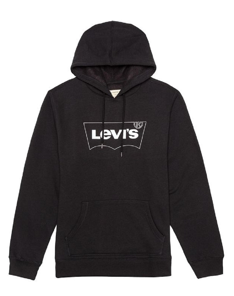 Levi's Men's Burndlen Fleece Logo Hoodie Black Size X-Large