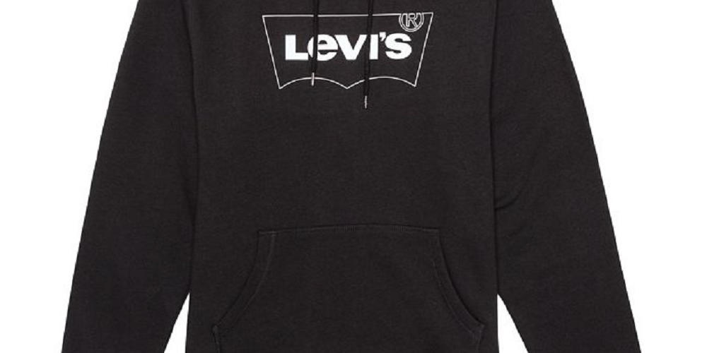 Levi's Men's Burndlen Fleece Logo Hoodie Black Size X-Large