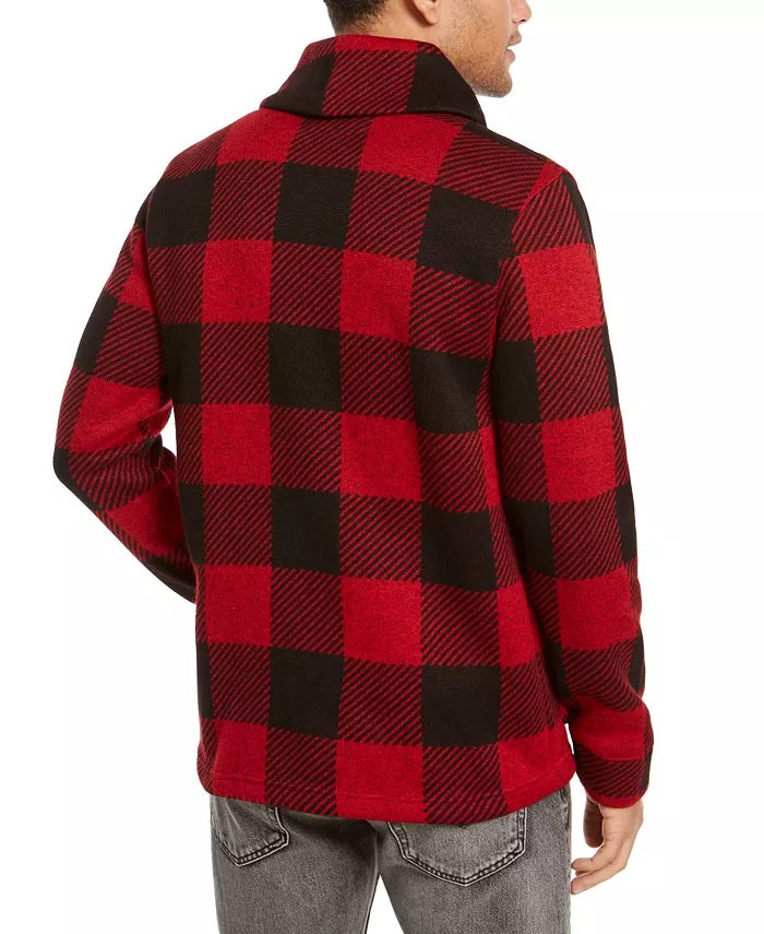 Levi's Men's Trouss Regular-Fit Buffalo Plaid Cardigan Red Size XX Large