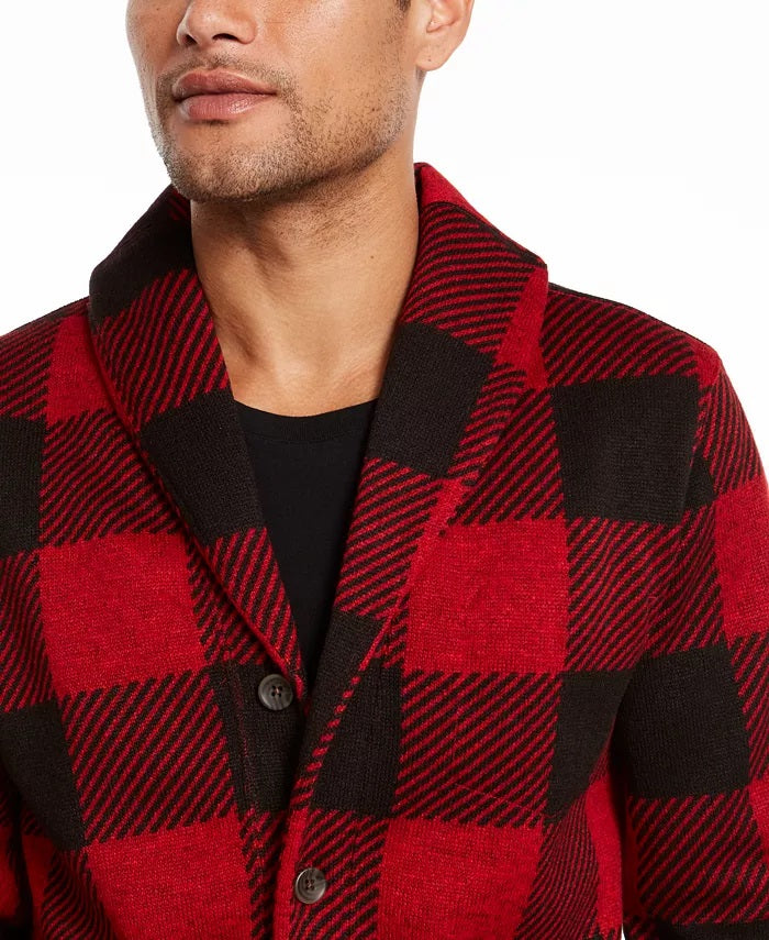 Levi's Men's Trouss Regular-Fit Buffalo Plaid Cardigan Red Size XX Large