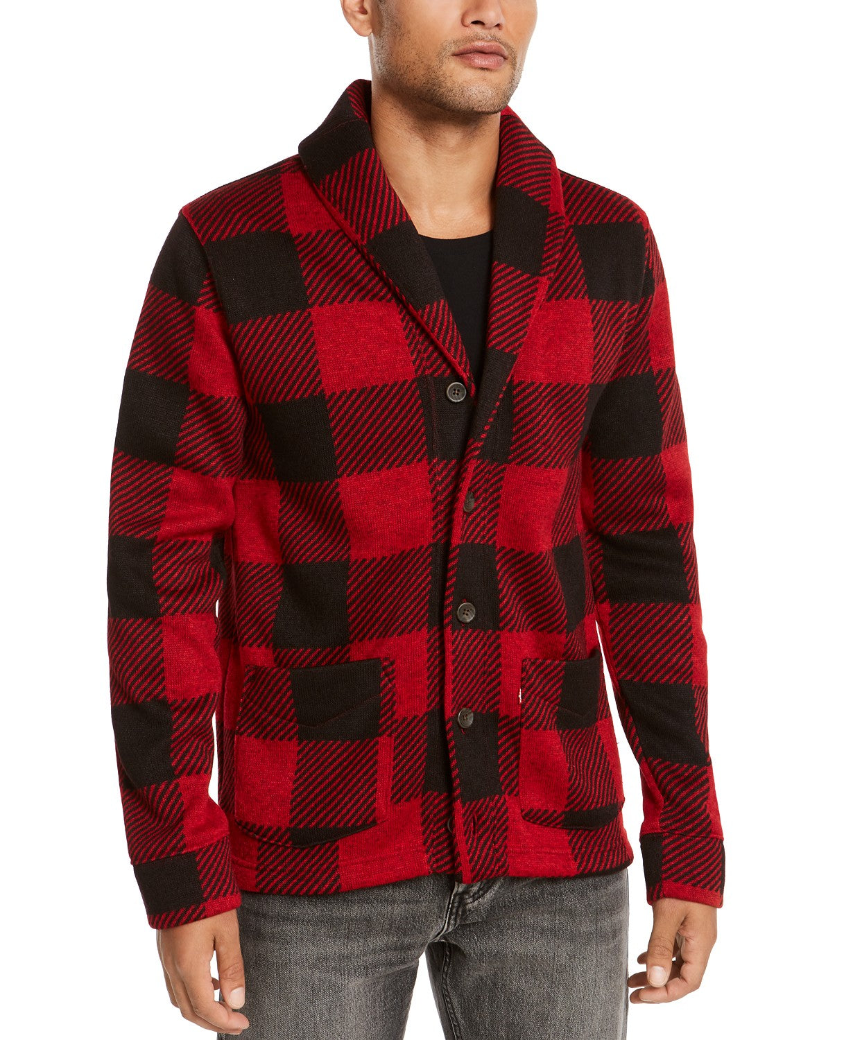 Levi s Men s Trouss Regular Fit Buffalo Plaid Cardigan Red Size