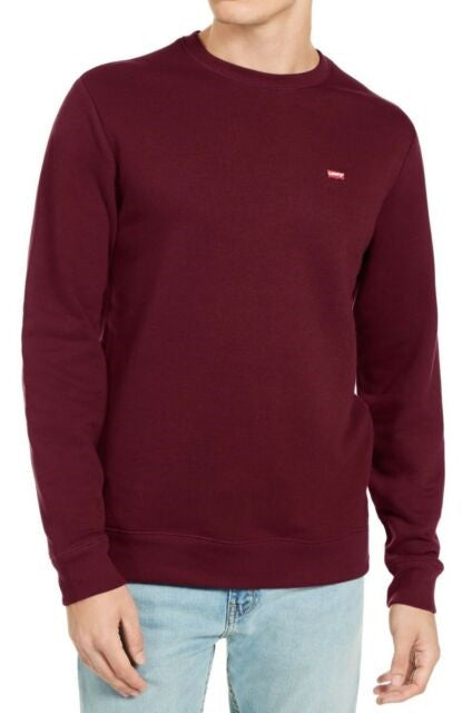 Levi's Men's Bailey Logo Crew Neck Sweatshirt Dark Red Size Medium