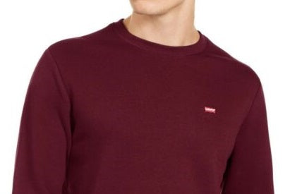 Levi's Men's Bailey Logo Crew Neck Sweatshirt Dark Red Size Medium