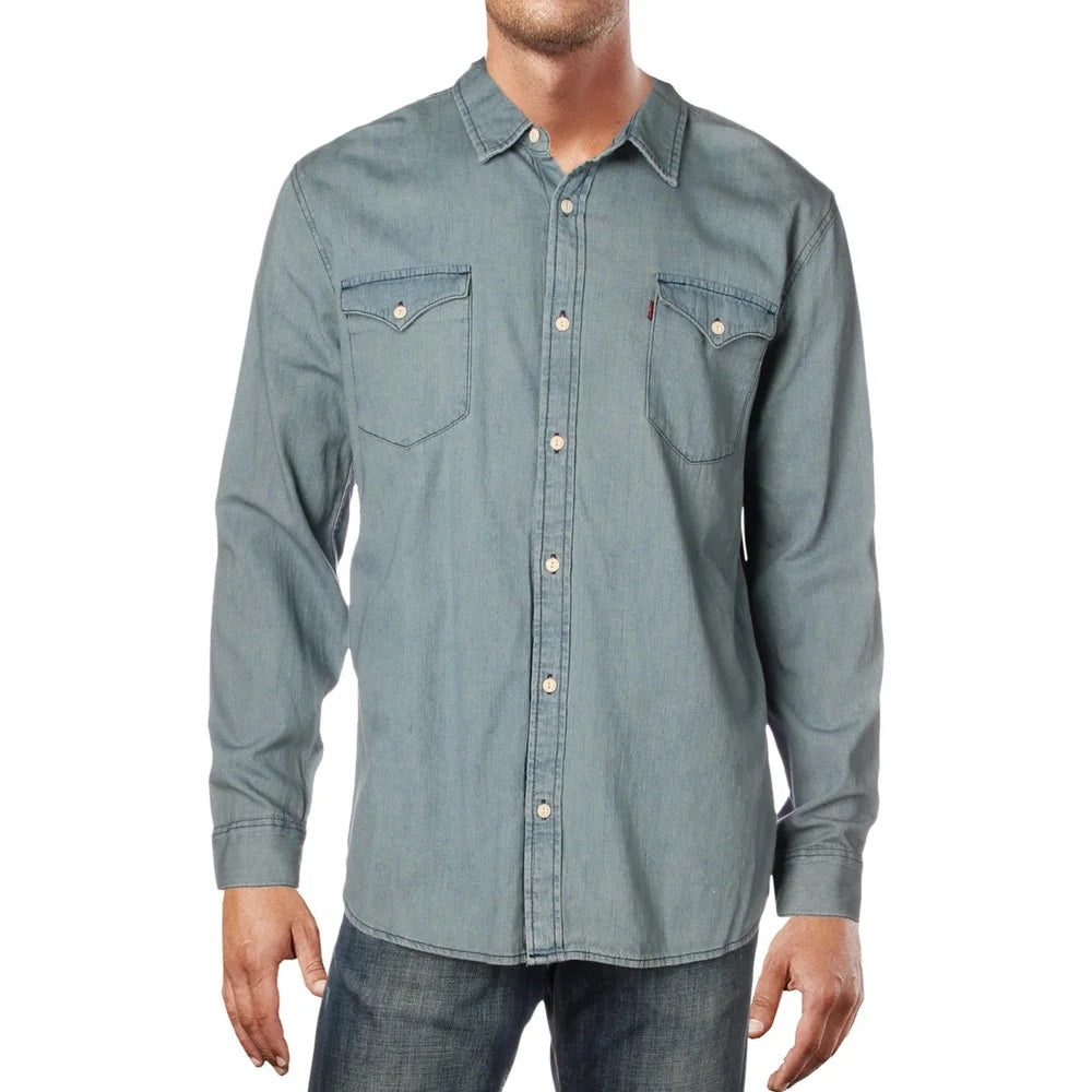 Levi's Men's Matthew New Western Denim Shirt Blue Size Small