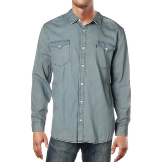Levi's Men's Matthew New Western Denim Shirt Blue Size Small