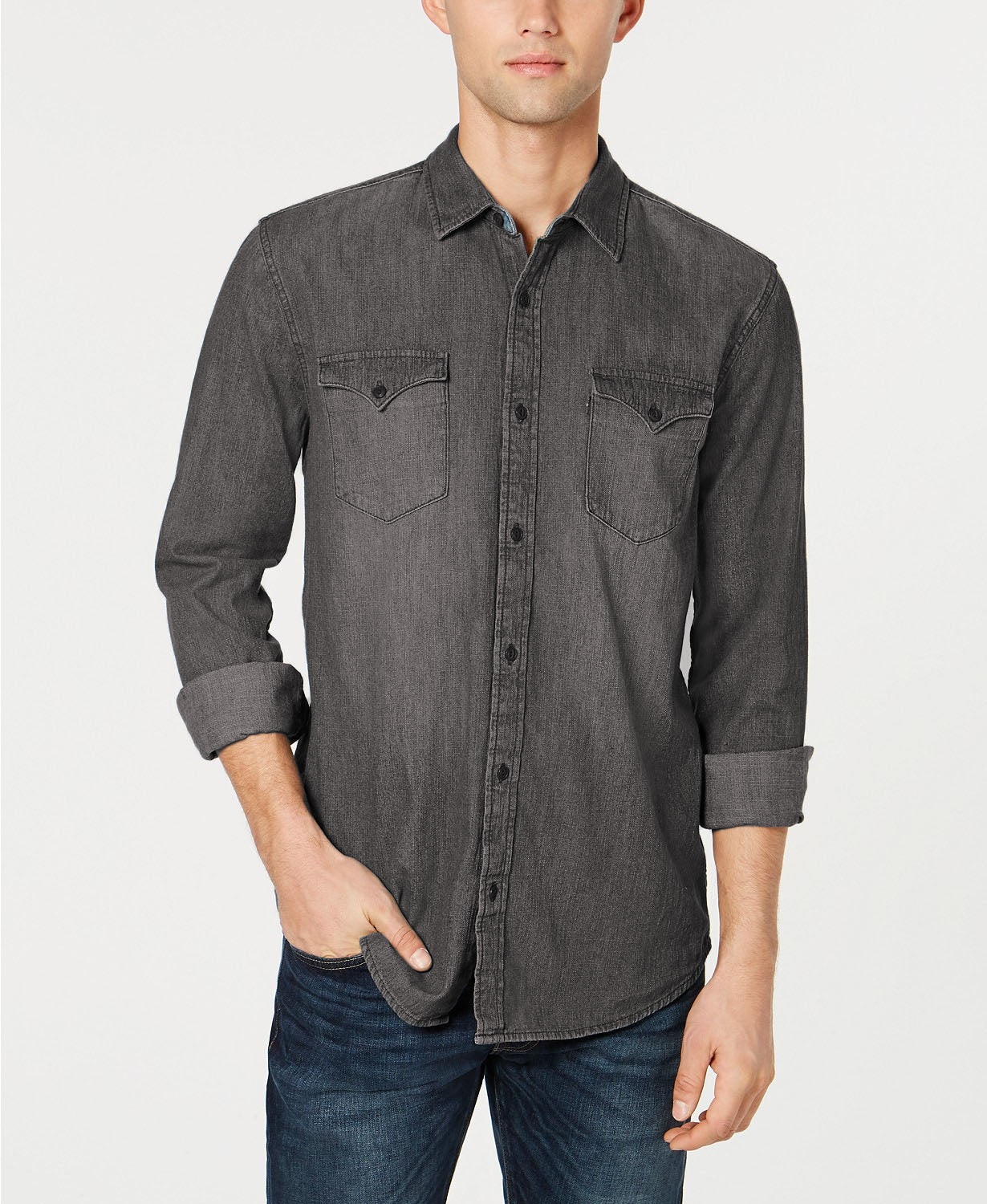 Levi's Men's Matthew New Western Denim Shirt Black Size Extra Large