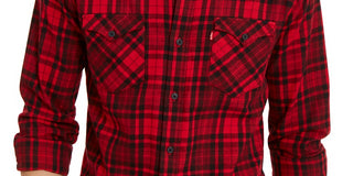 Levi's Men's Plaid Flannel Shirt Redoverflw Size Extra Large