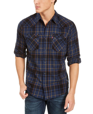 Levi's Men's Curran Regular-Fit Plaid Shirt Blue Size Small
