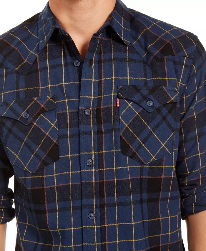 Levi's Men's Curran Regular-Fit Plaid Shirt Blue Size Small
