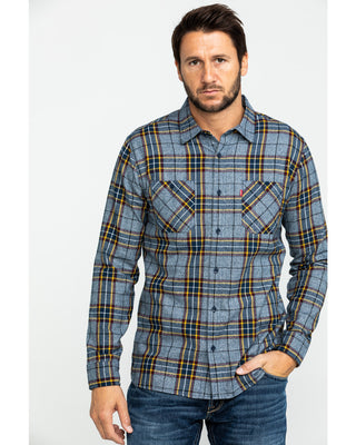 Levi's Men's Crance Plaid Flannel Shirt Blue Size Extra Large