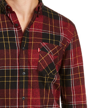 Levi's Men's Booth Regular-Fit Plaid Flannel Shirt Red Size Large