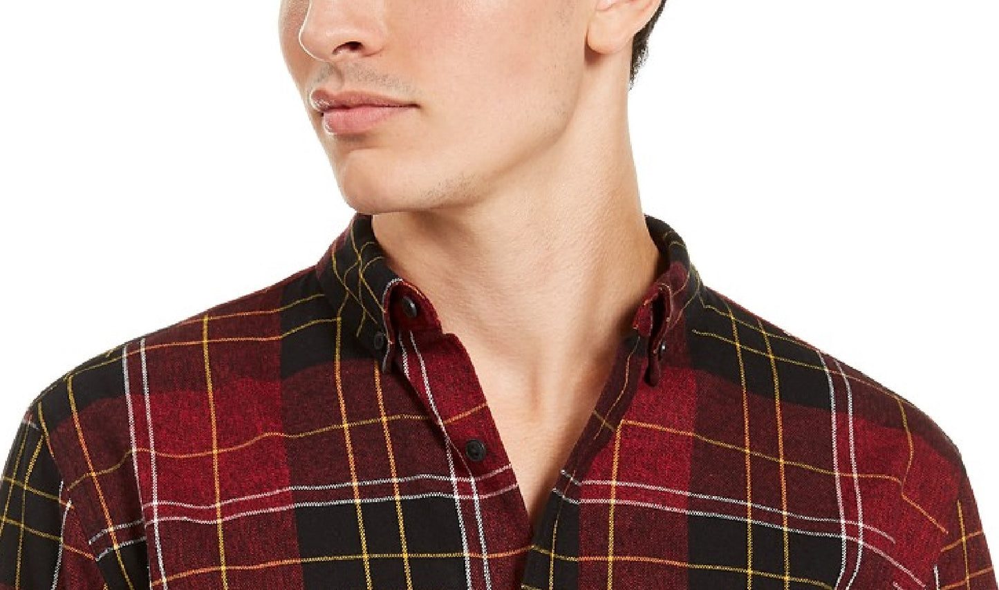 Levi's Men's Booth Regular-Fit Plaid Flannel Shirt Red Size 2 Extra Large