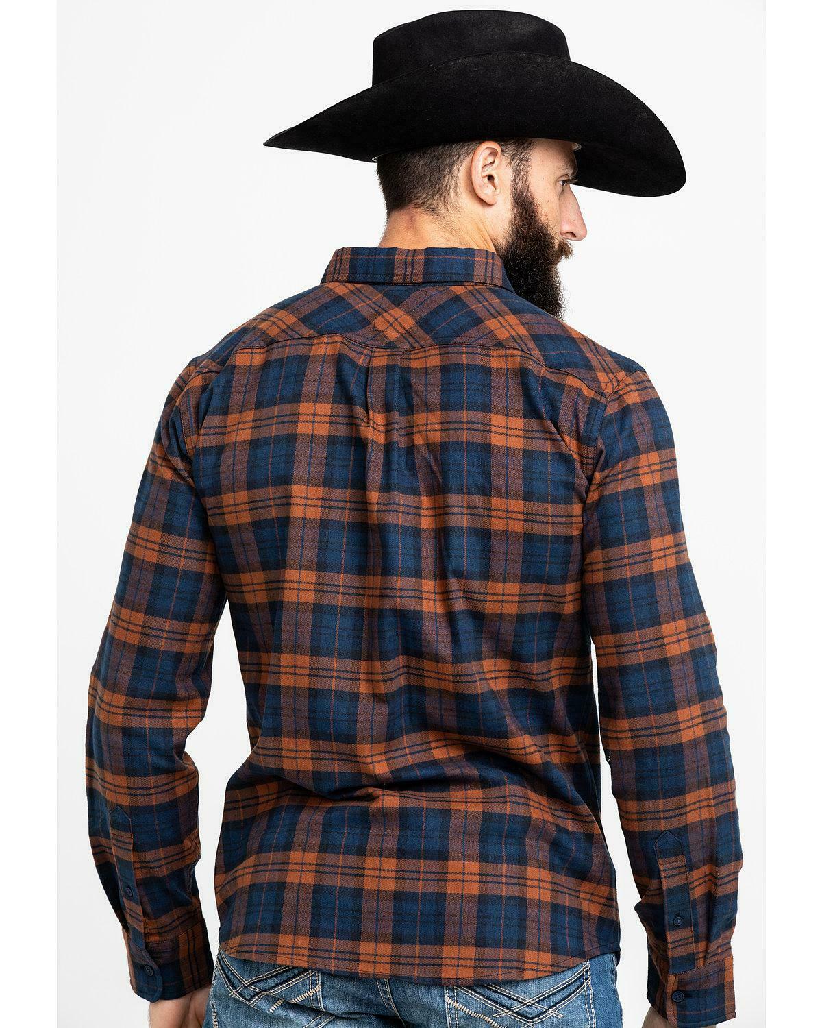 Levi's Men's Ferra Plaid Button Long Sleeve Western Flannel Shirt Orange  Size Extra Large